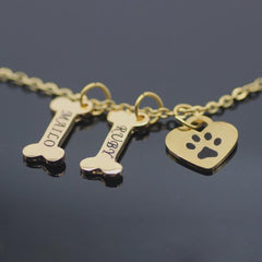 Cute Paw Print. Bone Pendant Necklace