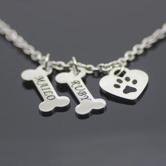 Cute Paw Print. Bone Pendant Necklace