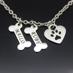 Cute Paw Print. Bone Pendant Necklace