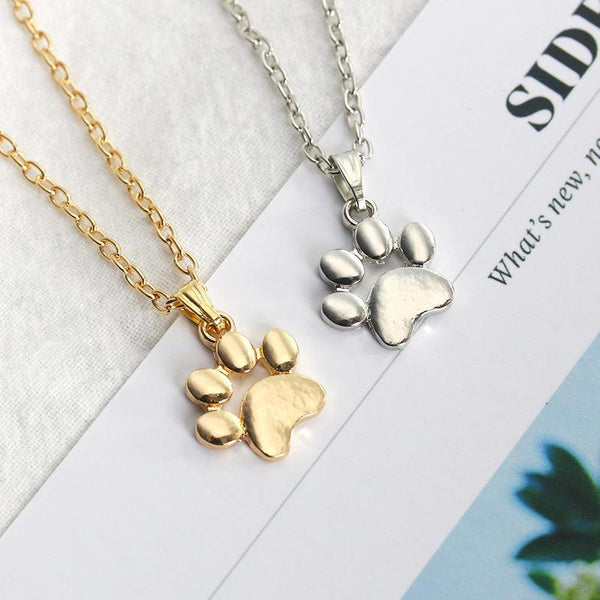 Cute Pets Dogs Footprints Paw Chain Pendant Necklaces For Women