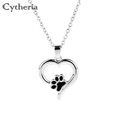 Pet Necklace. Hollow Cute Paw Prints