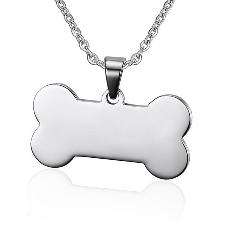 Customized Engraved Bone Shaped Dog Pendant Necklace