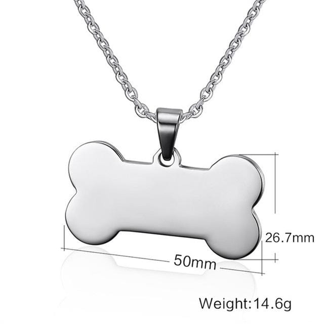 Customized Engraved Bone Shaped Dog Pendant Necklace