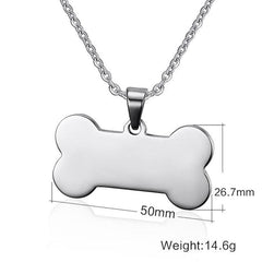 Customized Engraved Bone Shaped Dog Pendant Necklace