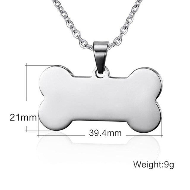 Customized Engraved Bone Shaped Dog Pendant Necklace