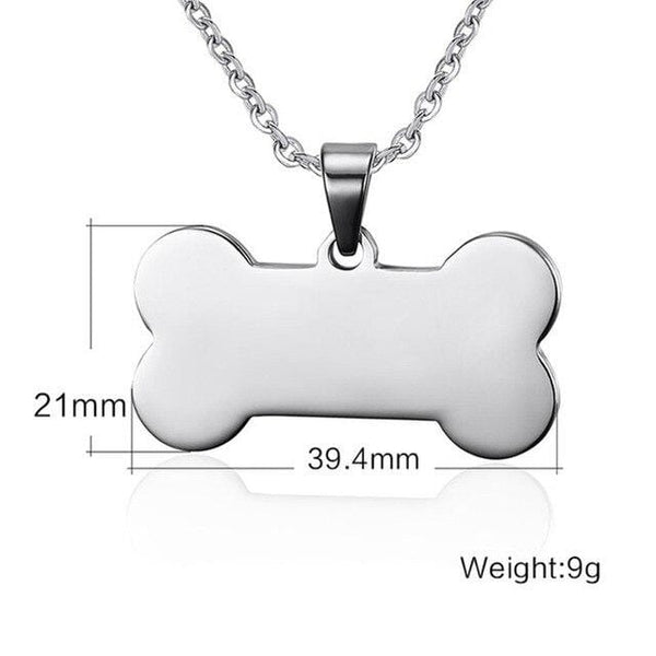 Customized Engraved Bone Shaped Dog Pendant Necklace