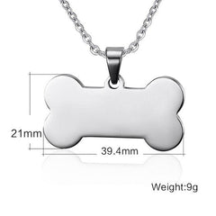 Customized Engraved Bone Shaped Dog Pendant Necklace