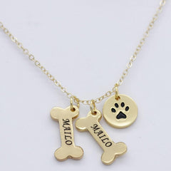 Cute Paw Print. Bone Pendant Necklace