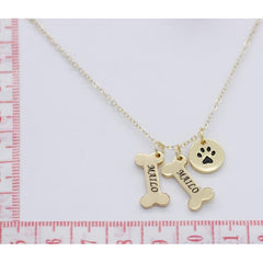 Cute Paw Print. Bone Pendant Necklace