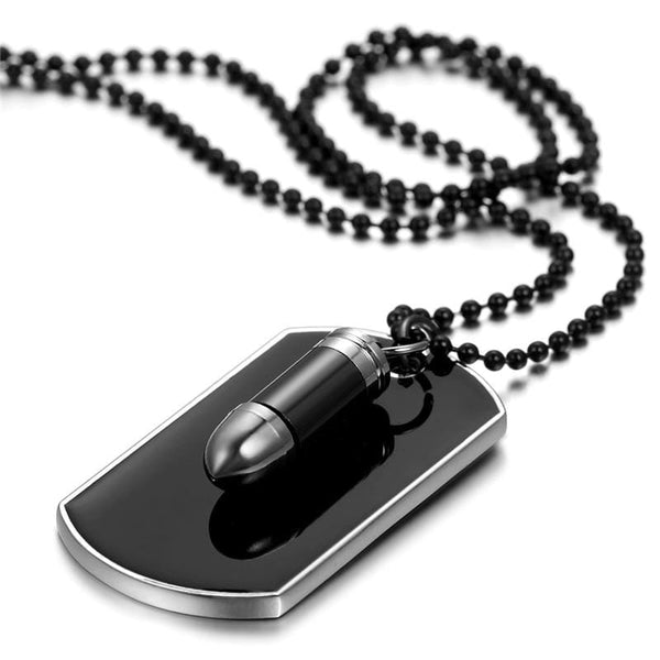 Men Jewelry Bullet Dog Tag Pendant